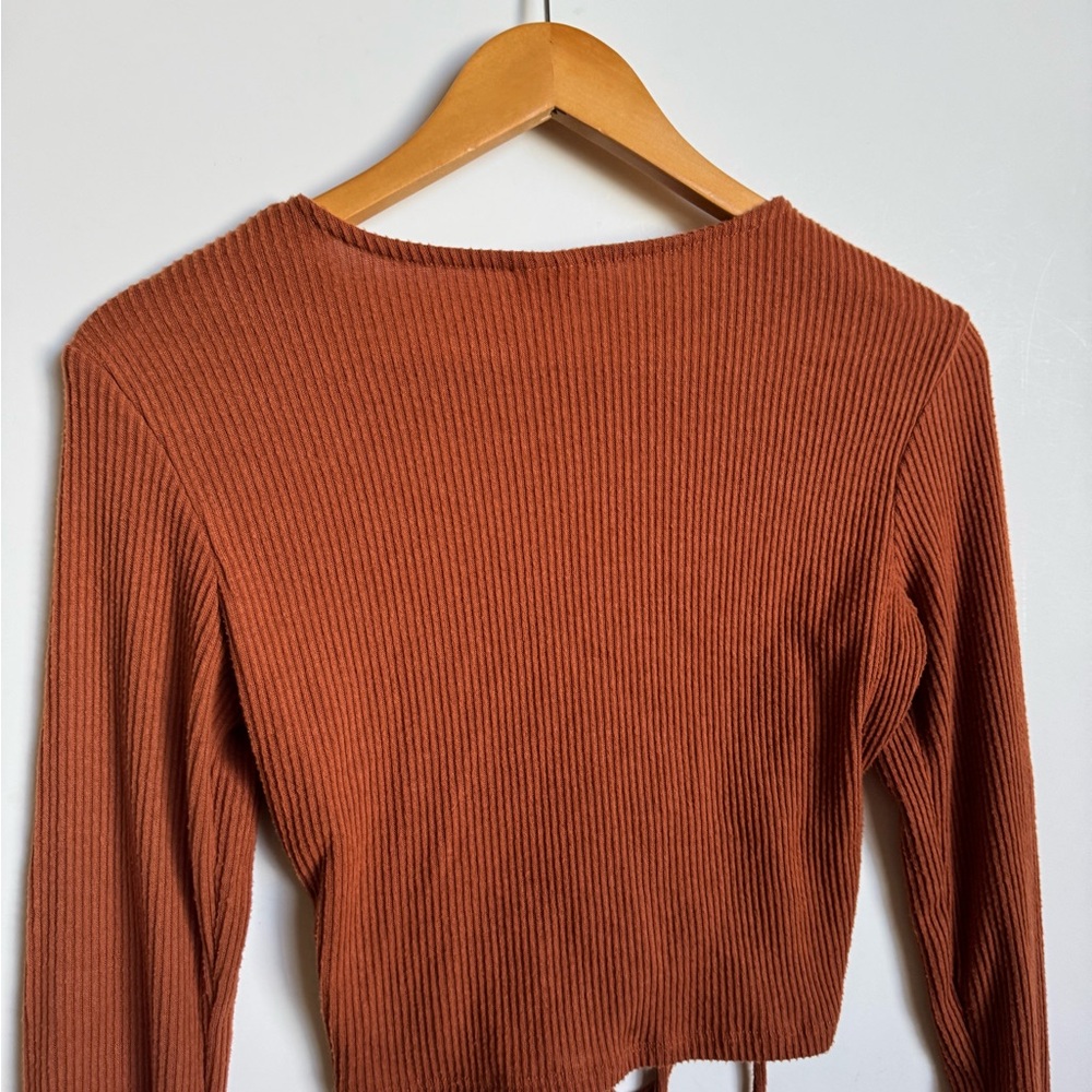 Rust Ribbed Long Sleeve Top - Picture 8 of 14